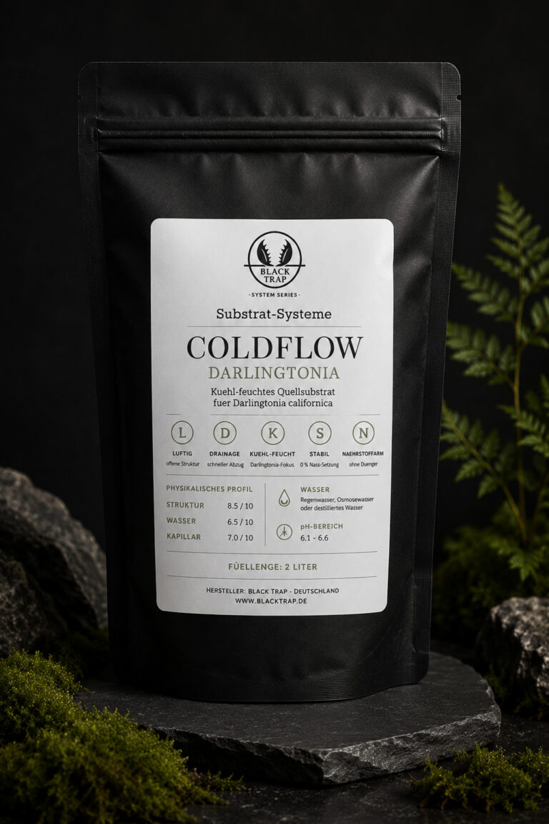 Black Trap Coldflow Substrat für Darlingtonia californica im schwarzen 2-Liter-Standbodenbeutel